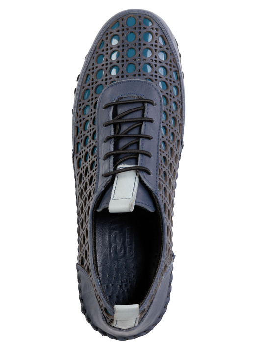 Damenmode - Gemini Schnürschuh aus gelochtem Nappaleder, in Größe 036 bis 042, in Farbe BLAU Ansicht 2