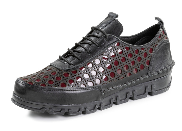 Damenmode - Gemini Schnürschuh aus gelochtem Nappaleder, in Größe 036 bis 042, in Farbe BLAU Ansicht 7