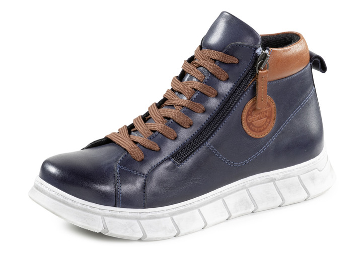 Stiefel & Stiefeletten - Gemini Schnür-Bootie aus weichem Rind-Nappaleder, in Größe 036 bis 042, in Farbe WEISS-TAUPE Ansicht 4