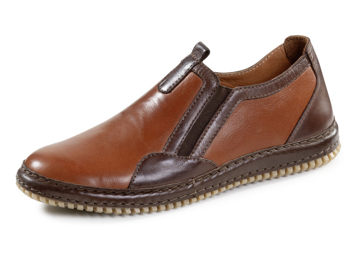 Slipper & Schnürschuhe - Gemini Slipper aus schattiertem Rind-Nappaleder, in Größe 036 bis 042, in Farbe COGNAC-MOKKA Ansicht 1