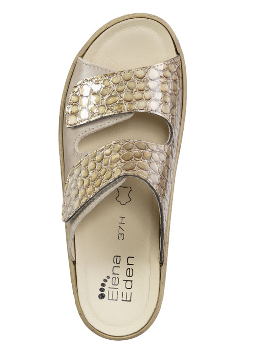 Sandaletten & Pantoletten - ELENA EDEN, bequeme Damen-Pantoletten, Weite H, mit herausnehmbarem Fußbett, in Größe 036 bis 042, in Farbe TAUPE Ansicht 2