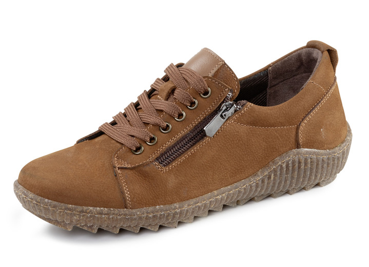 Slipper & Schnürschuhe - ELENA EDEN Schnürschuh mit Seitenreißverschluss, in Größe 036 bis 041, in Farbe BRAUN Ansicht 1