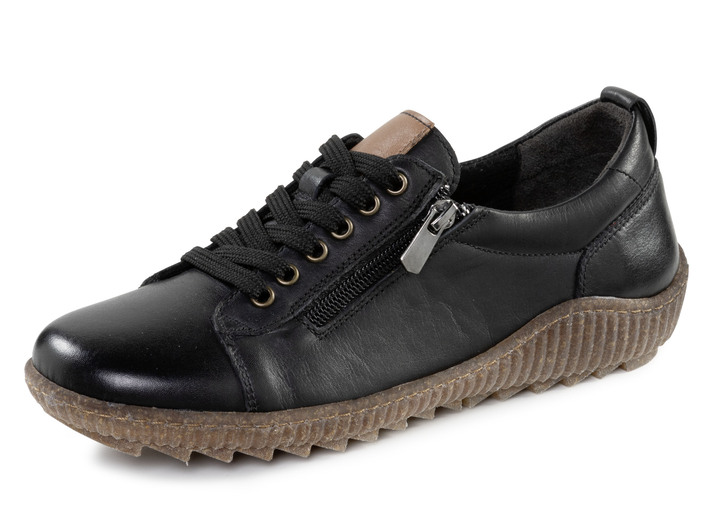 Slipper & Schnürschuhe - ELENA EDEN Schnürschuh mit Seitenreißverschluss, in Größe 036 bis 041, in Farbe SCHWARZ Ansicht 1