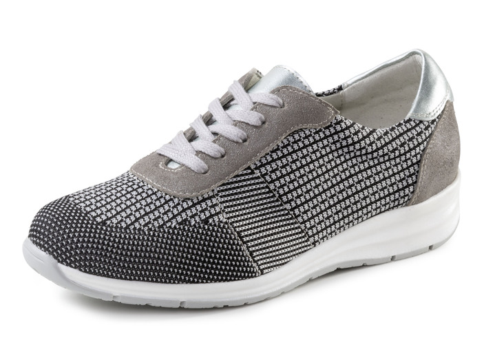 Damenmode - ELENA EDEN Schnürschuh mit Leder-Besätzen, in Größe 036 bis 042, in Farbe SCHWARZ-WEISS-TAUPE Ansicht 1