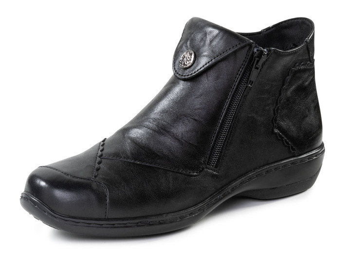 Schuhe - ELENA EDEN Bootie mit dezenter Knitter-Struktur und Metallschmuck, in Größe 036 bis 042, in Farbe SCHWARZ Ansicht 1