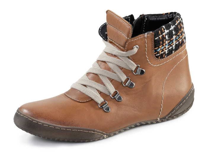 Stiefel & Stiefeletten - ELENA EDEN Schnür-Bootie mit gepolstertem Textil-Schaftrand Ansicht 4 Stiefel & Stiefeletten - ELENA EDEN Schnür-Bootie mit gepolstertem Textil-Schaftrand, in Größe 036 bis 041, in Farbe GRANATROT Ansicht 4