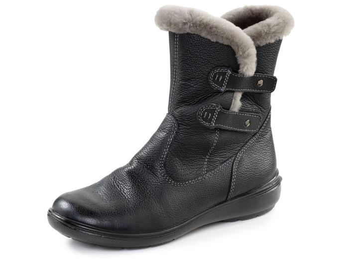 Stiefel & Stiefeletten - Stiefelette mit echtem Lammfellfutter, in Größe 036 bis 042, in Farbe SCHWARZ Ansicht 1