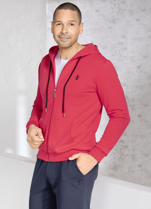 Freizeitanzüge - Kapuzenjacke in 5 Farben, in Größe 3XL (64/66) bis XXL (60/62), in Farbe ROT Ansicht 1