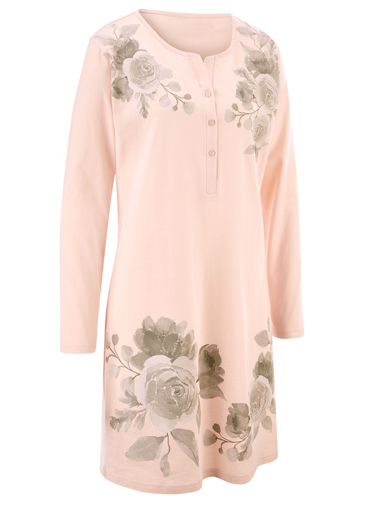 Langarm - Zweierpack Nachthemden aus reiner Baumwolle  Ansicht 2 Langarm - Zweierpack Nachthemden aus reiner Baumwolle , in Größe 036 bis 058, in Farbe 1X APRICOT-TAUPE, 1X PASTELLGRÜN-TAUPE Ansicht 2