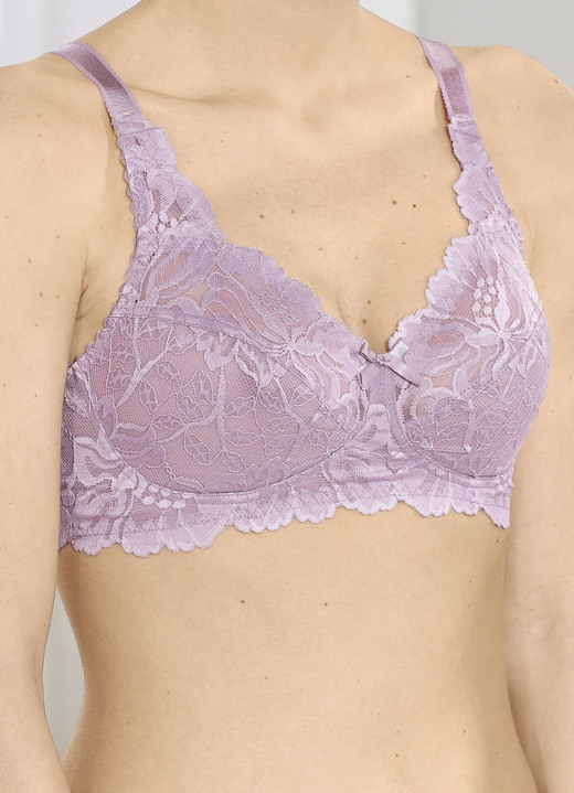 Soft-BH - BH aus zarter Elastikspitze, in Größe 075 bis 105, in Cup D, in Farbe FLIEDER Ansicht 1