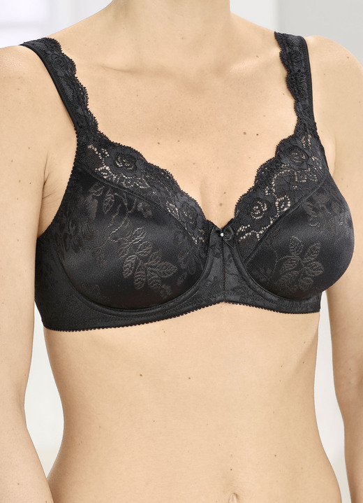 Bügel-BH - Triumph-Stellina Bügel-BH mit Jacquardmuster, in Größe 075 bis 100, in Cup F, in Farbe SCHWARZ Ansicht 6