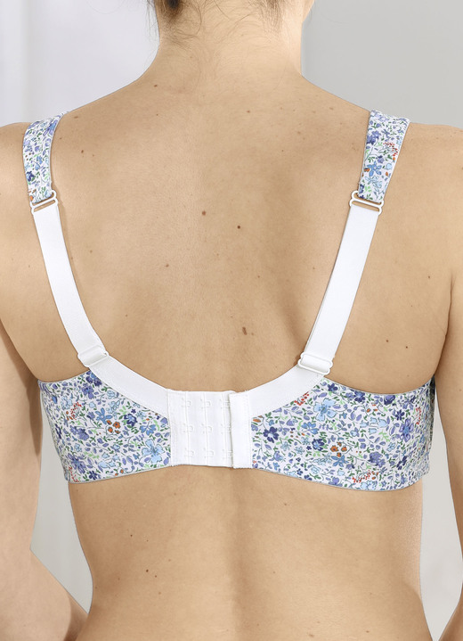 Damenmode - Susa BH mit verstärktem Rückteil Ansicht 2 Damenmode - Susa BH mit verstärktem Rückteil, in Größe 080 bis 120, in Cup B, in Farbe WEISS-BLAU-BUNT Ansicht 2