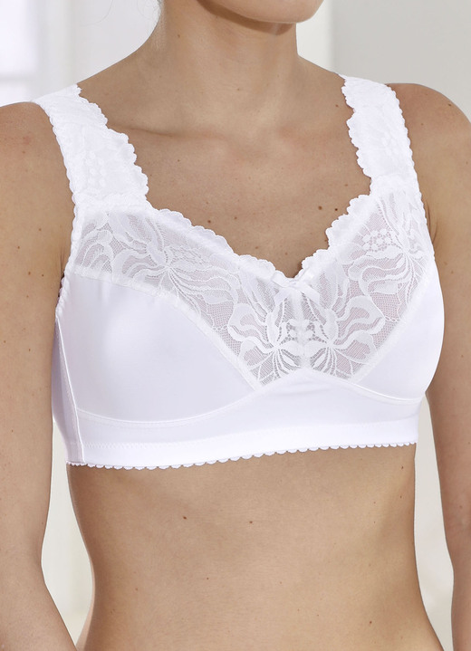 Soft-BH - BH mit hübscher Elastikspitze, in Größe 080 bis 110, in Cup E, in Farbe WEISS Ansicht 1