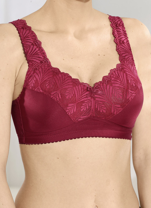 Soft-BH - BH mit dezent glänzender Elastikspitze, in Größe 080 bis 110, in Cup C, in Farbe BORDEAUX Ansicht 1