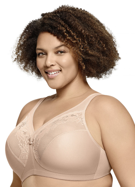 Soft-BH - Glamorise Minimizer-BH mit elastischer Spitze, in Größe 080 bis 110, in Cup E, in Farbe WEISS Ansicht 7