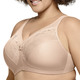 Soft-BH - Glamorise Minimizer-BH mit elastischer Spitze – Farbe PUDER – Ansicht 2 Soft-BH - Glamorise Minimizer-BH mit elastischer Spitze, in Größe 080 bis 110, in Cup H, in Farbe MARINE – Farbe PUDER – Ansicht 2