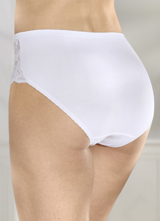 Slips - Viererpack Slips mit elastischer Spitze Ansicht 2 Slips - Viererpack Slips mit elastischer Spitze, in Größe 038 bis 052, in Farbe WEISS Ansicht 2