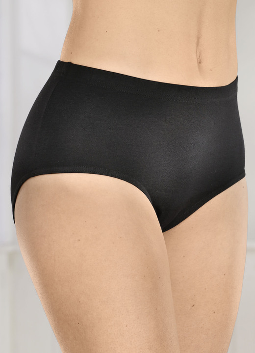 Slips - Fünferpack Slips mit Gummizug im Bund, in Größe 038 bis 056, in Farbe 3X SCHWARZ, 2X WEISS Ansicht 1