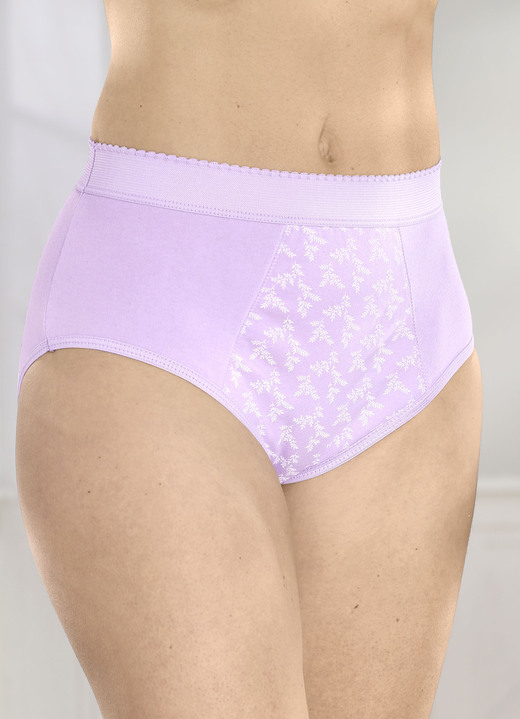 Damenmode - Fünferpack Formslips mit verstärkter Bauchpartie, in Größe 038 bis 056, in Farbe FLIEDER-WEISS Ansicht 1
