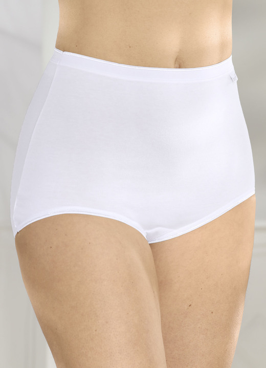 Slips - brio lingerie Fünferpack Slips mit elastischen Abschlüssen, in Größe 040 bis 058, in Farbe WEISS Ansicht 1