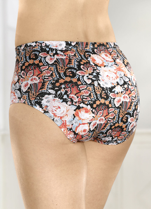 Slips - Viererpack Slips mit Gummizug im Bund Ansicht 2 Slips - Viererpack Slips mit Gummizug im Bund, in Größe 038 bis 056, in Farbe SCHWARZ-APRICOT-BLEU Ansicht 2