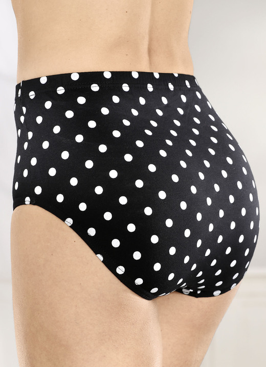 Slips - Viererpack Slips mit Dehnbund, in Größe 038 bis 062, in Farbe 2X SCHWARZ-WEISS BEDRUCKT, 2X SCHWARZ Ansicht 2