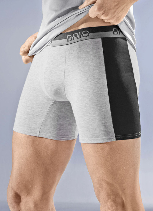 Pants & Boxershorts - Viererpack Pants mit seitlichen Einsätzen, in Größe 005 bis 011, in Farbe 2X GRAU MELIERT-RAUCHBLAU, 2X GRAU MELIERT-SCHWARZ Ansicht 3