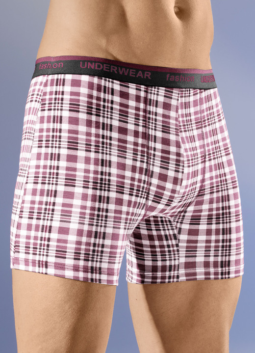 Pants & Boxershorts - Viererpack Pants mit Elastikbund, in Größe 004 bis 010, in Farbe 2X MARINE-WEISS-BORDEAUX, 2X BORDEAUX-WEISS-SCHWAR Ansicht 2