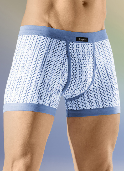 SALE % - Viererpack Unterhosen mit Softbund, in Größe 005 bis 011, in Farbe 2X GRÜN-WEISS, 2X JEANSBLAU-WEISS Ansicht 2