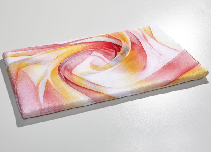 Badgarnituren - Traumhaft weiche, bedruckte Badvorleger Ansicht 5 Badgarnituren - Traumhaft weiche, bedruckte Badvorleger, in Größe 100 (Vorleger halbrund, 50/ 80 cm) bis 112 (Motiv-WC-Deckelbezug, 47/ 50 cm), in Farbe GRÜN-VIOLETT Ansicht 5