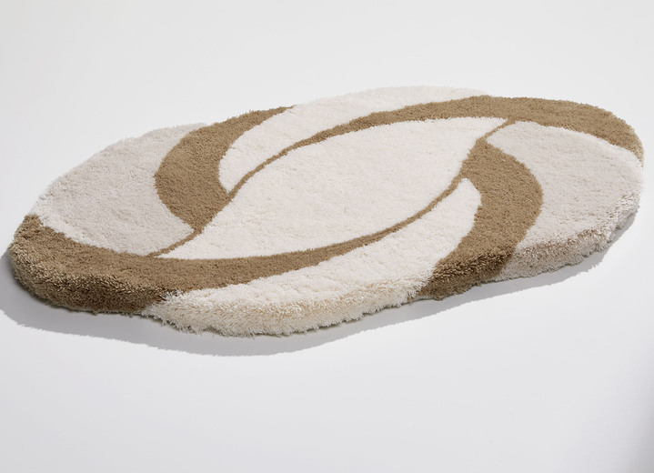 Badgarnituren - Barfußweiche Badvorleger von Kleine Wolke, in Größe 100 (Vorleger halbrund, 50/ 80 cm) bis 112 (WC-Deckelbezug, 47/ 50 cm), in Farbe BEIGE Ansicht 1