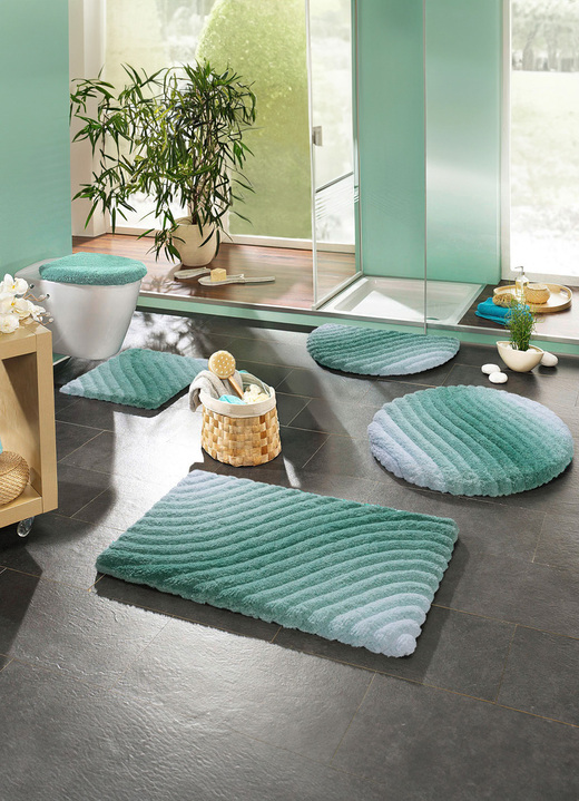 Badgarnituren - Barfußweiche Badgarnitur mit latexierter Rückseite, in Größe 100 (Vorleger halbrund, 50/ 80 cm) bis 112 (WC-Deckelbezug, 47/ 50 cm), in Farbe TERRA Ansicht 6