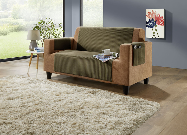 Sessel- & Sofaüberwürfe - Wohnaccessoires mit Anti-Rutsch-Beschichtung, in Größe 101 (Sesselschoner, 50x140 cm) bis 924 (Kissenbezug, 40x 80 cm), in Farbe TERRA Ansicht 2