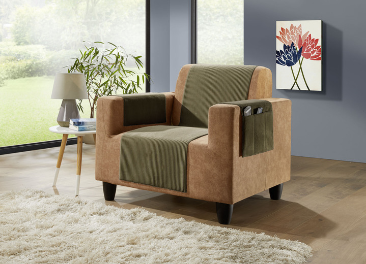 Sessel- & Sofaüberwürfe - Wohnaccessoires mit Anti-Rutsch-Beschichtung, in Größe 101 (Sesselschoner, 50x140 cm) bis 924 (Kissenbezug, 40x 80 cm), in Farbe GRÜN Ansicht 4