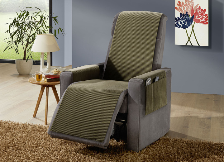 Sessel- & Sofaüberwürfe - Wohnaccessoires mit Anti-Rutsch-Beschichtung, in Größe 101 (Sesselschoner, 50x140 cm) bis 924 (Kissenbezug, 40x 80 cm), in Farbe GRÜN Ansicht 5