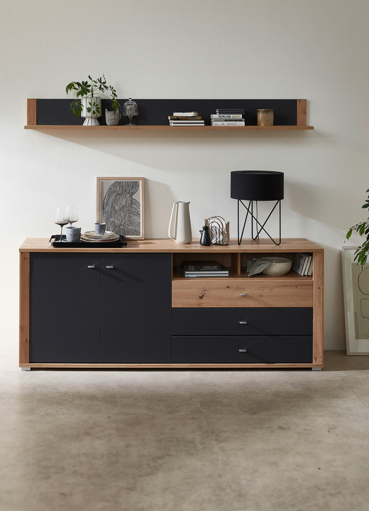Sideboards - Sideboard mit LED-Beleuchtung und Softclose, in Farbe GRAFIT-EICHE Ansicht 2