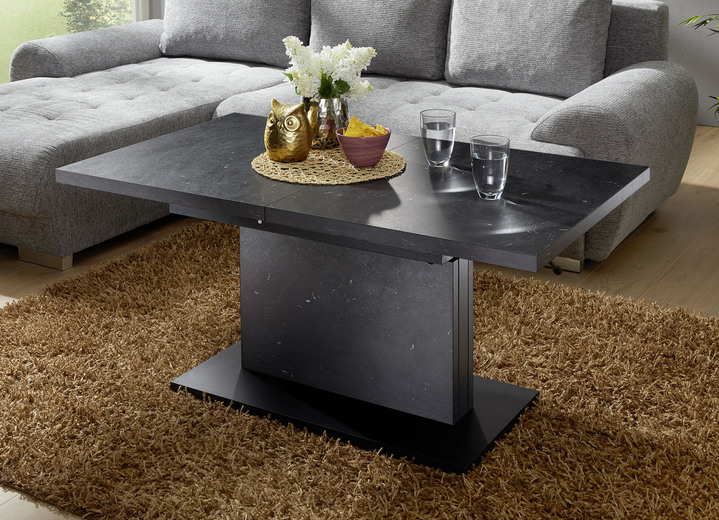 Couchtische - Couchtisch mit raffinierter Liftfunktion, in Farbe VIKING EICHE-SCHWARZ, in Ausführung höhenverstell- und ausziehbar Ansicht 3