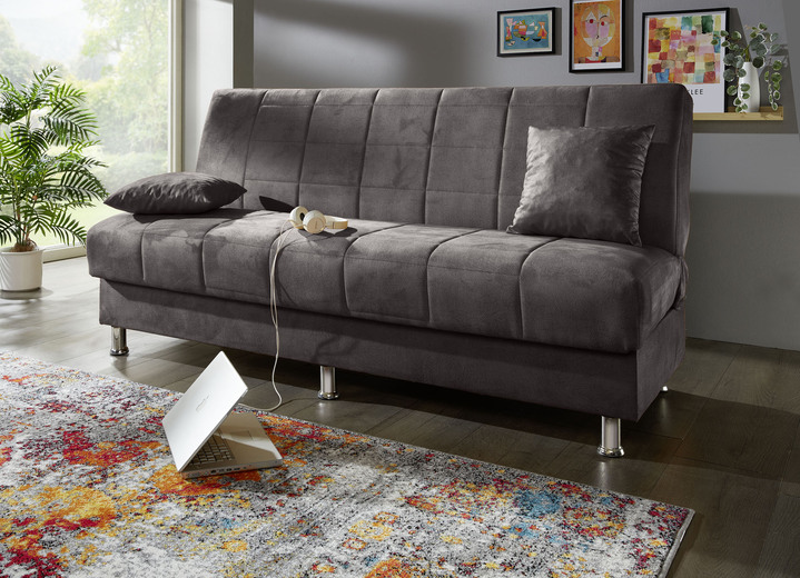 Schlafsofas - Schlafsofa mit Bettkasten und Dekokissen, in Farbe BRAUN Ansicht 5