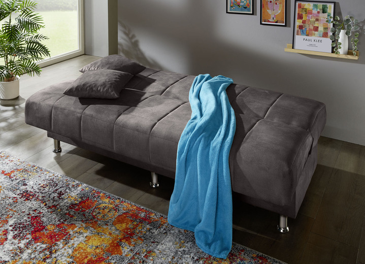 Schlafsofas - Schlafsofa mit Bettkasten und Dekokissen, in Farbe BRAUN Ansicht 6