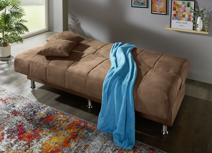 Schlafsofas - Schlafsofa mit Bettkasten und Dekokissen, in Farbe BRAUN Ansicht 2