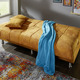 Schlafsofas - Schlafsofa mit Bettkasten und Dekokissen, in Farbe BRAUN – Farbe SAFRAN – Ansicht 3