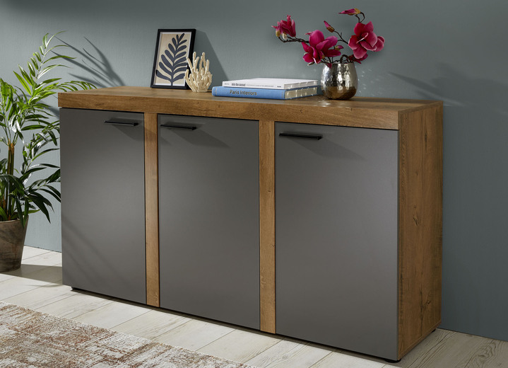 Kommoden - Kommodenserie mit matten Fronten, in Farbe GRAFIT-EICHE LEFKAS, in Ausführung 2-türig Ansicht 2