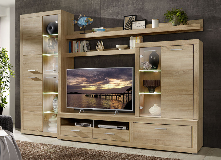 Wohnwände - Wohnwand mit LED-Beleuchtung, in Farbe EICHE SONOMA Ansicht 2