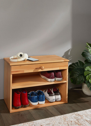 Garderobenmöbel - Schuhregal mit Schublade, in Farbe WEISS