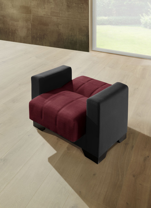 Polstergruppen - Moderne Polstermöbel , in Farbe SCHW.-BORDEAUX, in Ausführung 1 Dreisitzer + 2 Sessel Ansicht 6