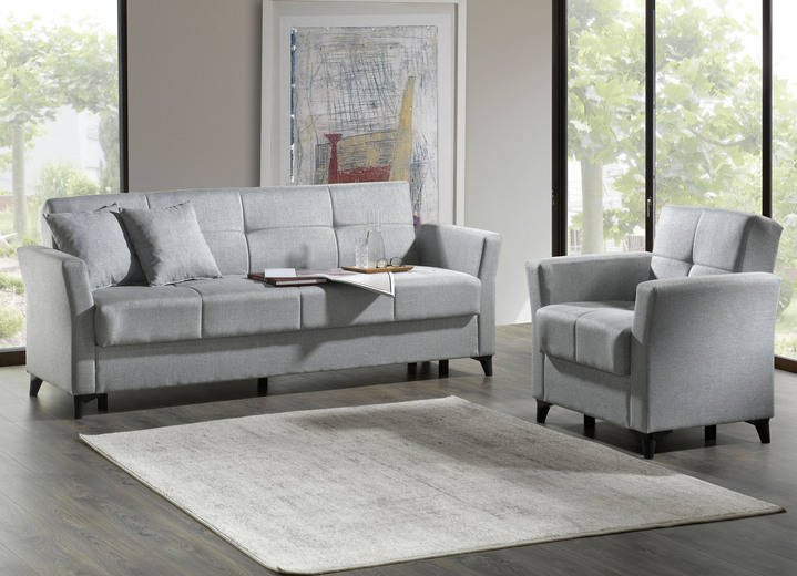 Moderne Möbel - Gemütliche Polstermöbel mit Bettfunktion, in Farbe BEIGE, in Ausführung Zweisitzer Ansicht 3