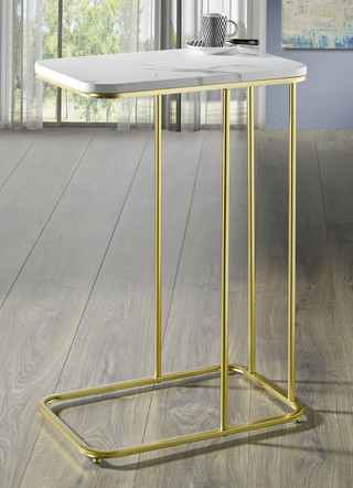 Beistelltisch aus goldfarben lackiertem Stahlrohr