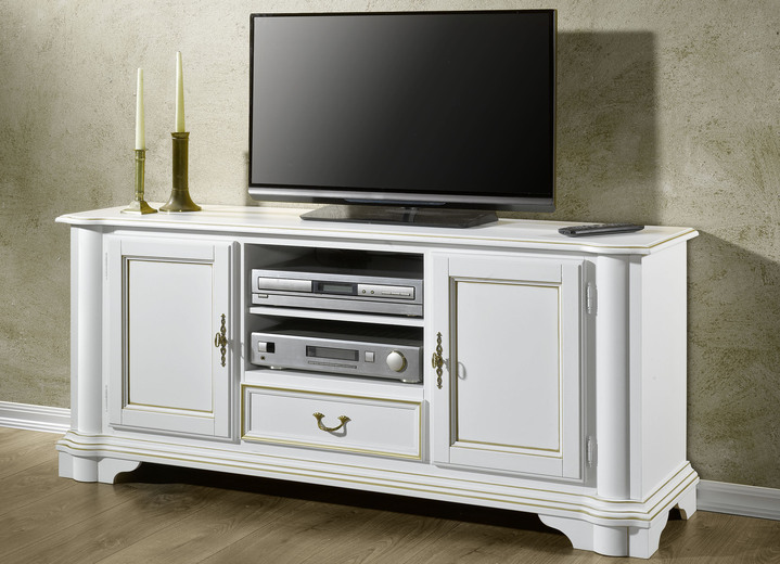 Sideboards - Kommodenserie aus teilmassivem Holz, in Farbe WEISS-GOLD, in Ausführung Schubladenkommode Ansicht 4