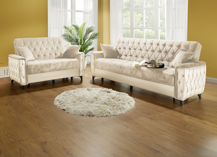 Polstergruppen - Polstermöbel mit Bettkasten und Liegefunktion, in Farbe CREME, in Ausführung Sessel mit Funktion Ansicht 2