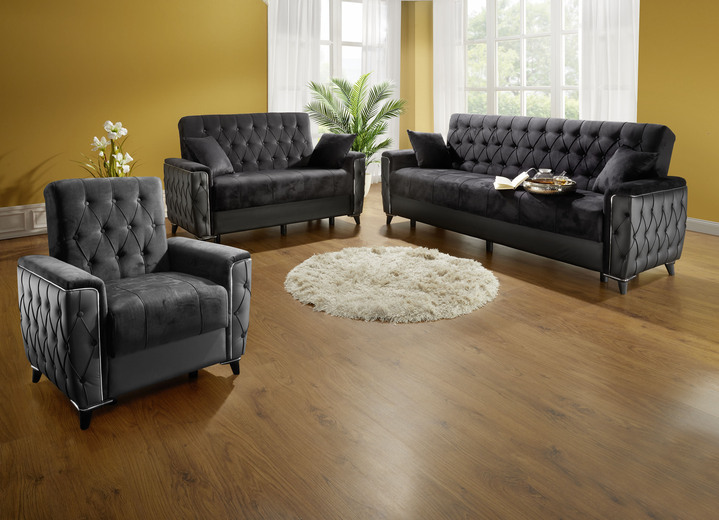 Polstergruppen - Polstermöbel mit Bettkasten und Liegefunktion, in Farbe SCHWARZ, in Ausführung Polsterecke mit Bettfunktion Ansicht 1
